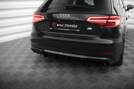 Maxton Design ACHTERPANEEL AUDI A3 SPORTBACK 8V FACELIFT (VERSIE MET DUBBELE UITLAATTIP) Gloss Black