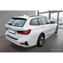 Zwart RVS Achterbumperprotector passend voor BMW 3-Serie G21 Touring 2019-2022 'Ribs'