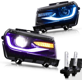 VLAND LED RGB-koplampen voor 2014 2015 Chevrolet Camaro Stijl: Dual Beam RGB-koplampen Accessoires: Met HID-lampen
