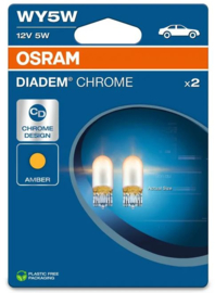 Osram Diadem Chroom Halogeen lampen - T10 - 12V/5W - set à 2 stuks - Amber
