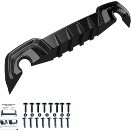 Oneway Achterbumperskirt (Diffuser) passend voor BMW 3-Serie G20/G21 M-Pack 2018-2022 (met ronde uitlaatsierstukken) - Glanzend zwart