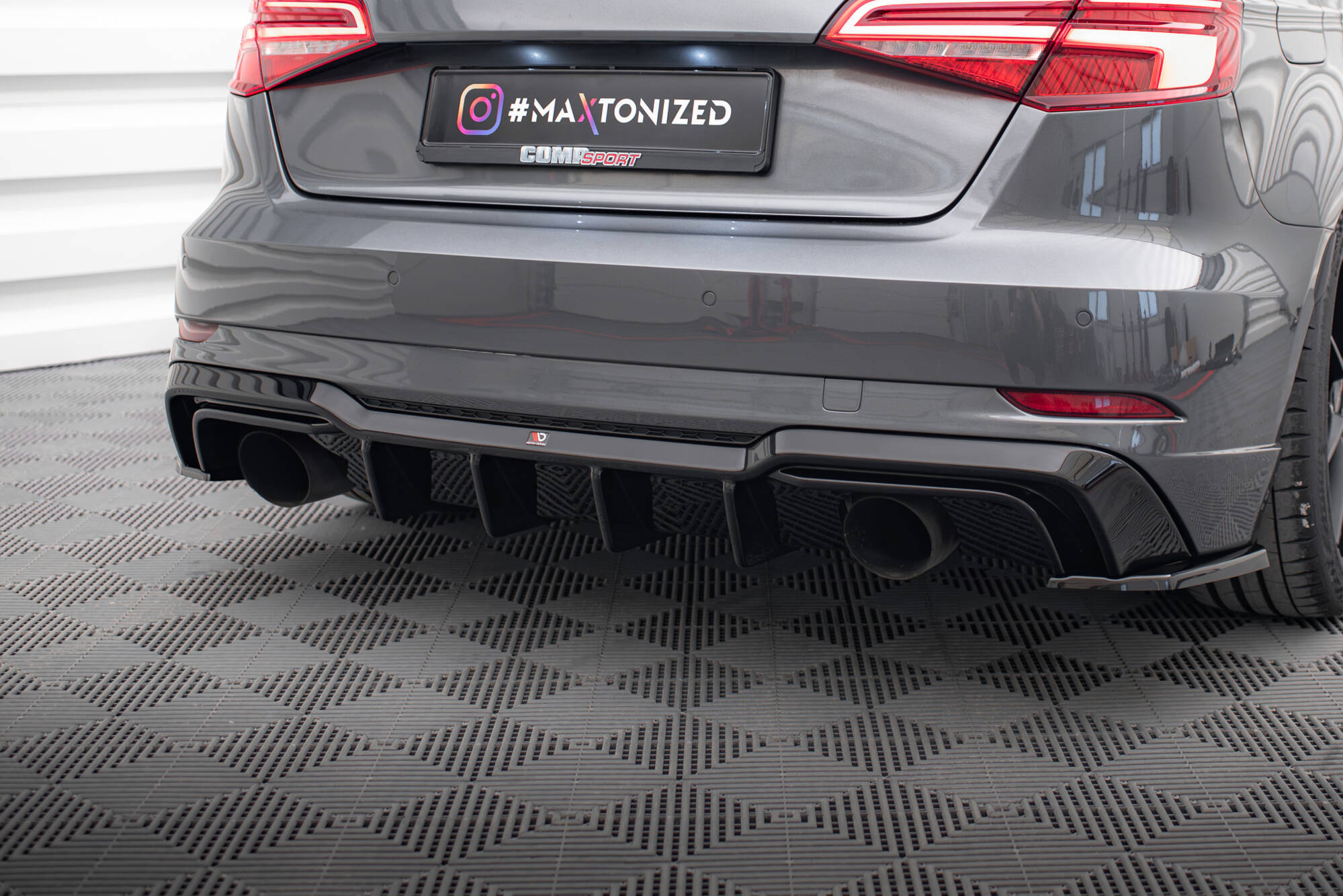 Maxton Design Achterspoiler Audi A3 S-Line Sportback 8V Facelift (uitvoering met enkele uitlaten aan beide zijden)