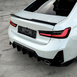 Oneway Achterbumperskirt (Diffuser) passend voor BMW 3-Serie G20/G21 M-Pack Facelift 2022- - Glanzend zwart