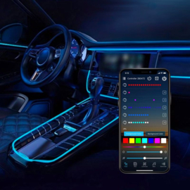 AutoStyle 2-Delige Multi-Color LED Interieur Sfeerverlichting met App Bediening & 5-meter Optical Fiber
