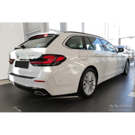 Zwart RVS Achterbumperprotector passend voor BMW 5-Serie G31 Touring Facelift 2020- excl. M-Sport 'Ribs'