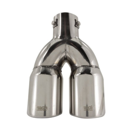 Simoni Racing Uitlaatsierstuk Dubbel Rond/Schuin RVS - Ø76xL230mm - Montage ->58mm