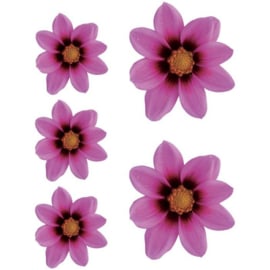 Sticker Flower Garden - roze - 2x 16x15cm + 3x 8,5x8cm