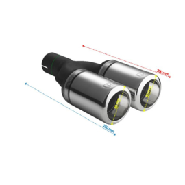 Ulter Sport Uitlaatsierstuk - Dubbel Rond Ø80mm Big Rim - Lengte 200mm - Montage ->50mm - RVS