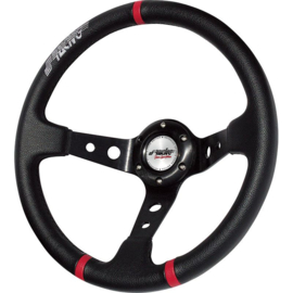 Simoni Racing Sportstuur Gravel 350mm - Zwart Eco-Leder (Deep Dish), 9cm diep.