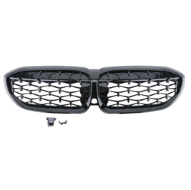 AutoStyle Glanzend zwarte 'Diamond Type' Grille passend voor BMW 3-Serie G20/G21 2019- excl. LCI
