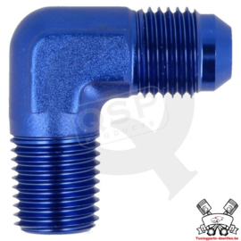 Aluminium 90° adapter male D06-3/8"NPT Blauw