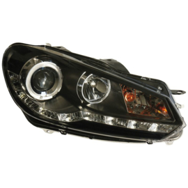 Set Koplampen in DRL-Look passend voor Volkswagen Golf VI 2008-2012 - Zwart