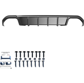 Oneway Achterbumperskirt (Diffuser) passend voor BMW 4-Serie G26 M-Pack/M440i 2021- (met dubbel rond of ovale uitlaatsierstukken) - Glanzend zwart