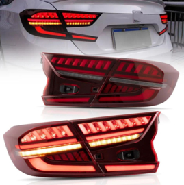 VLAND LED-achterlichten voor Honda Accord 2018-2022 10e generatie met amber sequentiële richtingaanwijzer Kleur: Rood