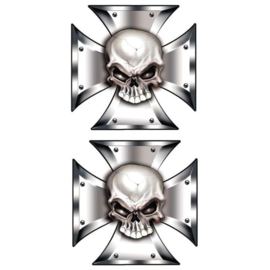 Stickerset Skull in IronCross - 2x 8x8cm