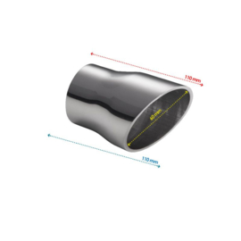 Ulter Sport Uitlaatsierstuk - Rond Ø60mm Schuin - Lengte 110mm - Montage ->50mm - RVS