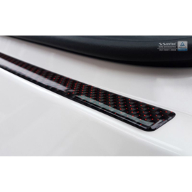 Carbon Achterbumperprotector passend voor Audi Q3 2011-2015 & 2015- Rood-Zwart Carbon