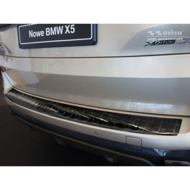 Zwart RVS Achterbumperprotector passend voor BMW X5 (G05) M-Pakket 2018- excl. M-Competition 'Ribs'