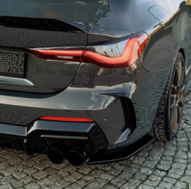 Oneway Achterbumperskirts (Hoeken) passend voor BMW 4-Serie G22/G23 Coupe/Cabrio M-Pack/M440i 2020-2024 & Facelift 2024- - Glanzend zwart