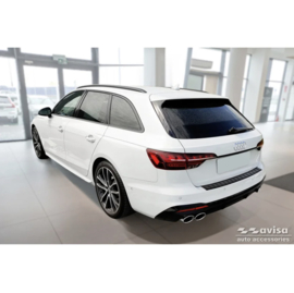 Avisa RVS Achterbumperprotector passend voor Audi A4 Avant S-Line 2015-2019 & Facelift 2019- - Matzwart