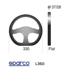 Sparco Universeel Sportstuur 'L360 Flat' - Zwart Leer - Diameter 330mm