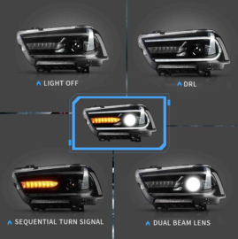 VLAND LED-koplampen voor Dodge Charger 2011-2014 Frontlampen Dubbele koplampen Zonder lampen