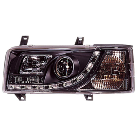 Set Koplampen DRL-Look passend voor Volkswagen Transporter T4 1990-1995 - Zwart