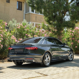 Oneway Achterbumperskirt (Diffuser) passend voor Audi A4 (B9) Sedan/Avant Facelift 2019-2024 - Glanzend zwart