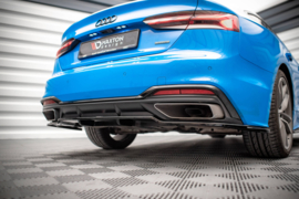 Maxton Design CENTRALE ACHTERSPLITTER (MET VERTICALE SPIJLEN) AUDI A5 S-LINE F5 FACELIFT Gloss Black