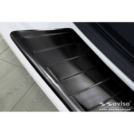 Zwart RVS Achterbumperprotector passend voor VW Transporter T5 2003-2015 (alle) & T6 2015- / FL 2019- (met achterdeuren) 'XL' 'Ribs'