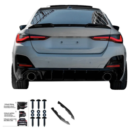Oneway Achterbumperskirts (Hoeken) passend voor BMW 4-Serie G26 M-Pack/M440i 2021- - Glanzend zwart
