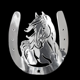Nikkel Sticker 'Horseshoe + Horse' - 48x50mm