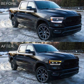 VLAND volledige LED-koplampen voor 2019-2024 RAM 1500 Zijmarkeringsstijl: Amberreflector