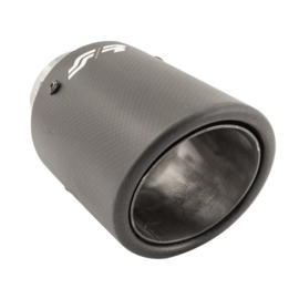Simoni Racing Uitlaatsierstuk Rond/Schuin Mat-Carbon+RVS - Ø89xL155mm - Montage 36-60mm