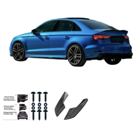 Oneway Achterbumperskirts (Hoeken) passend voor Audi S3 8V Sedan 2013-2020 - Versie 2 - Glanzend zwart