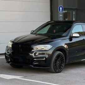 Oneway Voorspoilerlip passend voor BMW X6 F16 M-Pack 2014-2019 - Glanzend zwart
