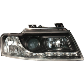 Set Koplampen in DRL-Look passend voor Audi A4 B6 Cabrio 2002- - Zwart