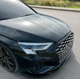 Oneway Voorspoilerlip passend voor Audi A3 S-Line/S3 8Y 2020-2024 - Versie 2 - Glanzend zwart