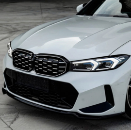 Oneway Voorspoilerlip passend voor BMW 3-Serie G20/G21/M340i M-Pack Facelift 2022- - Glanzend zwart