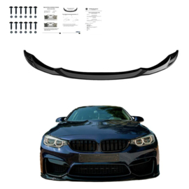 Oneway Voorspoilerlip passend voor BMW M3 F80 2014-2018 & M4 F82 2014-2021 - Glanzend zwart