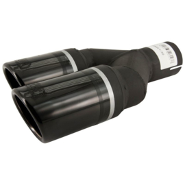 Ulter Sport Uitlaatsierstuk (links) - Dubbel Rond Ø70mm - Lengte 200/180mm - Montage ->50mm - RVS Zwart