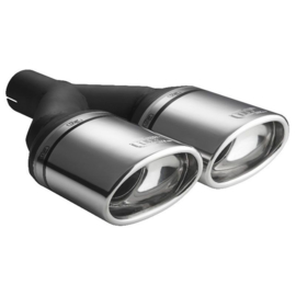 Ulter Sport Uitlaatsierstuk - Dubbel Ovaal 120x80mm Schuin Type 2 - Lengte 250mm - Montage ->50mm - RVS
