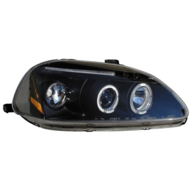 Set Koplampen passend voor Honda Civic 1996-1999 - Zwart - incl. Angel-Eyes