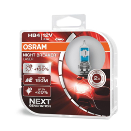 Osram Night Breaker Laser Halogeen lampen - HB4 (9006) - 12V/51W - set à 2 stuks