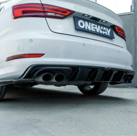 Oneway Achterbumperskirt (Diffuser) passend voor Audi S3 Sedan 8V 2013-2016 - Glanzend zwart