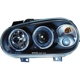 Set Koplampen passend voor Volkswagen Golf IV 1998-2003 - Zwart - incl. Angel-Eyes