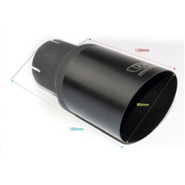 Ulter Sport Uitlaatsierstuk - Rond Ø90mm Schuin - Lengte 180mm - Montage ->55mm - Zwart RVS