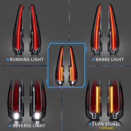 VLAND LED-achterlichten voor 2007-2014 Chevrolet Suburban/Tahoe & GMC Yukon Extra functies: zonder opstartanimatie Kleur: Rood Helder