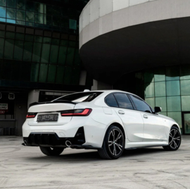 Oneway Achterbumperskirt (Diffuser) passend voor BMW 3-Serie G20/G21 M-Pack Facelift 2022- - Glanzend zwart