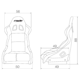 Simoni Racing Sportstoel Damon - Zwart - Vaste Rugleuning - incl. Sledes